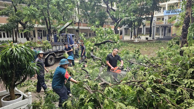 Các trường học khẩn trương khắc phục hậu quả bão số 3 - Ảnh 3.