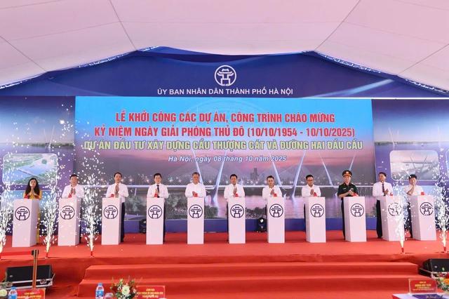 Hà Nội khởi công xây dựng cầu Thượng Cát bắc qua sông Hồng- Ảnh 1. Hà Nội khởi công xây dựng cầu Thượng Cát bắc qua sông Hồng- Ảnh 1.