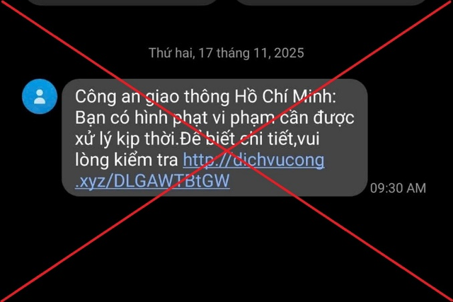 Cảnh báo tin nhắn lừa đảo thông báo 'phạt nguội' của Cảnh sát giao thông - Ảnh 1. Cảnh báo tin nhắn lừa đảo thông báo 'phạt nguội' của Cảnh sát giao thông - Ảnh 1.