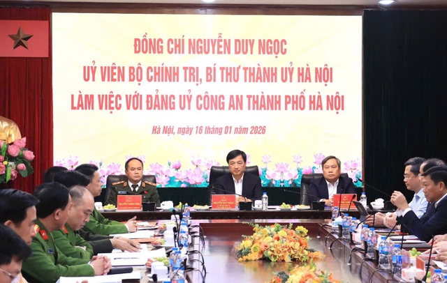 Bí thư Thành ủy Hà Nội làm việc với Đảng ủy Công an thành phố Hà Nội- Ảnh 1.