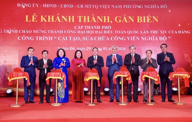 Khánh thành Công viên Nghĩa Đô - Công trình cấp thành phố chào mừng thành công Đại hội XIV của Đảng- Ảnh 1. Khánh thành Công viên Nghĩa Đô - Công trình cấp thành phố chào mừng thành công Đại hội XIV của Đảng- Ảnh 1.