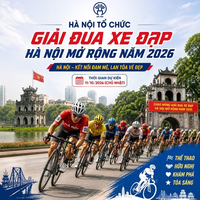 Hà Nội tổ chức Giải đua xe đạp Hà Nội mở rộng năm 2026- Ảnh 1.